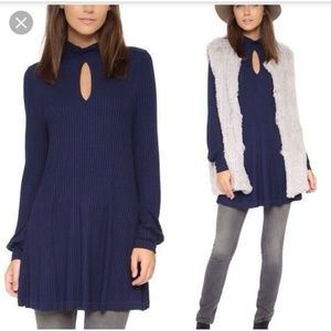 Free People Navy Keyhole dress